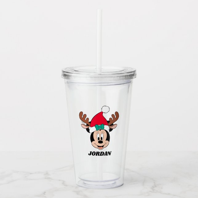 Verre En Acrylique Minnie | Reindeer Ears & Santa Hat (Devant)