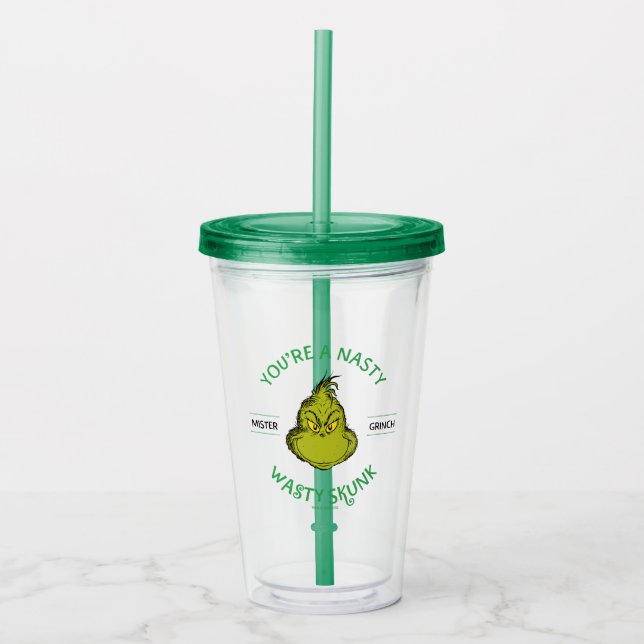 Verre En Acrylique Mister Grinch | Vous êtes un sale con (Devant)