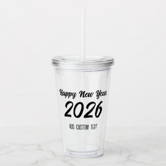 Verre En Acrylique Modern Custom Script 2026 Happy New Year
