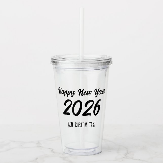 Verre En Acrylique Modern Custom Script 2026 Happy New Year (Devant)