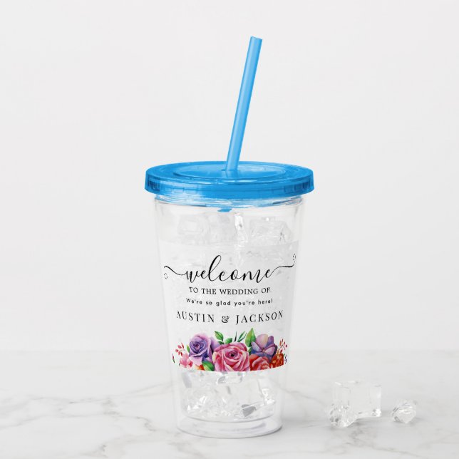 Verre En Acrylique Modern Elegant Script Wedding Welcome (Dos glace)