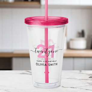 Verre En Acrylique Moderne Elégant rose 21e anniversaire