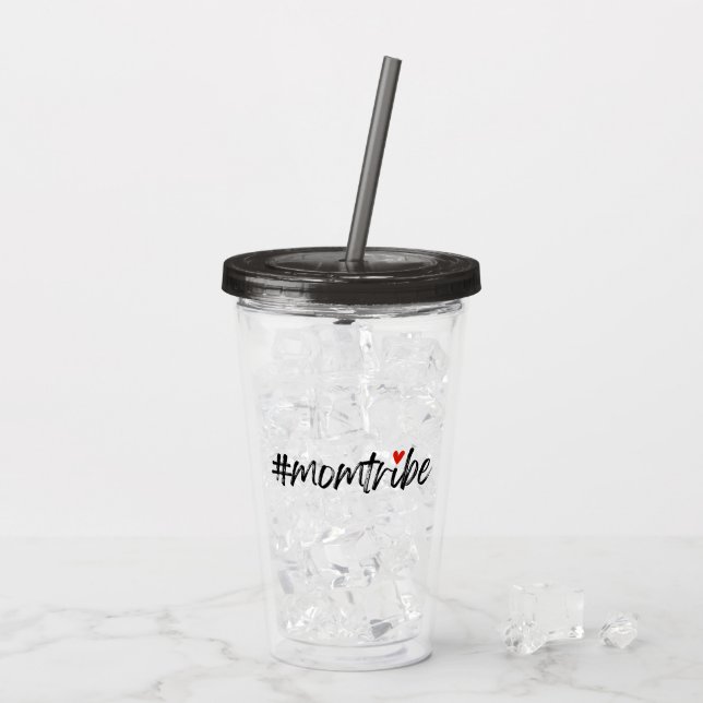 Verre En Acrylique #MomTribe | Motherhood Script de la Fête des mères (Dos glace)