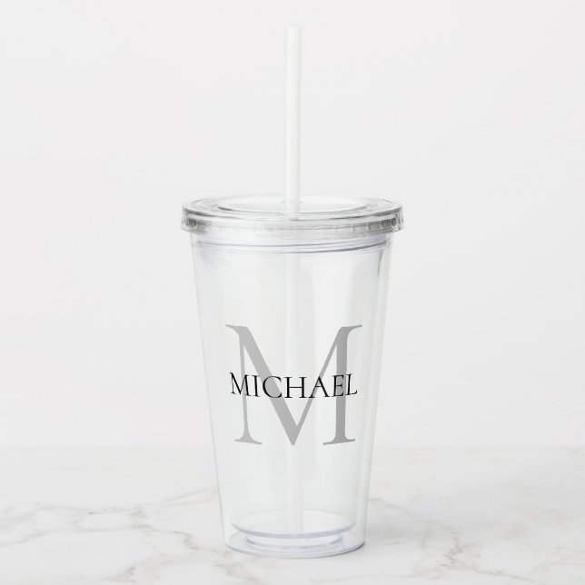 Verre En Acrylique Monogramme et nom personnalisés (Devant)