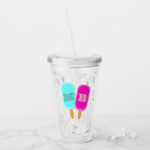 Verre En Acrylique Monogramme Été Glacé Lollies Popsicles