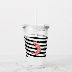 Verre En Acrylique Monogramme rayures crevettes aquarelle