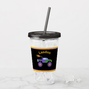 Verre En Acrylique Monster Truck Budget Nom personnalisé Enfants