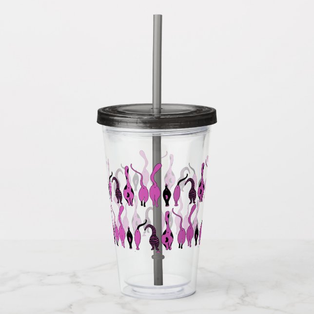 Verre En Acrylique Motif de boutons de chats violets (Devant)