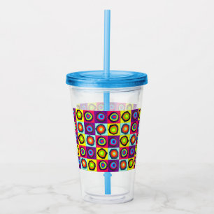 Verre En Acrylique Motif de Cercles Colorés