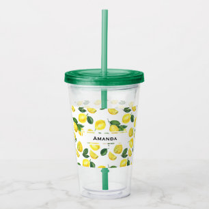 Verre En Acrylique Motif de fruits aux citrons jaunes