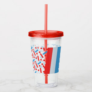 Verre En Acrylique Motif rayures paillettes patriotiques
