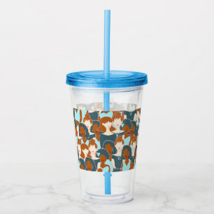 Verre En Acrylique Motif sans couture avec filles noires et blanches