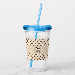 Verre En Acrylique Motif sans couture de haricots de café et de lavan
