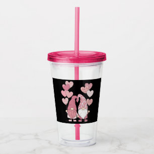 Verre En Acrylique Nains de la Saint-Valentin à carreaux rose buffle