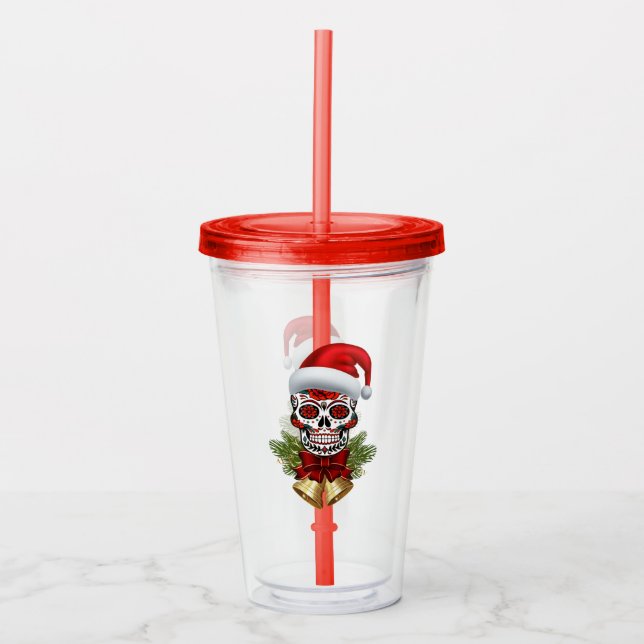 Verre En Acrylique Noël Père Noël Jour Du Crâne Sugar Morts (Devant)