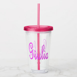 Verre En Acrylique Nom Giulia en mosaïque rose,