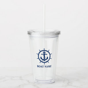 Verre En Acrylique Nom nautique de bateau de roue de corde d'Ancre
