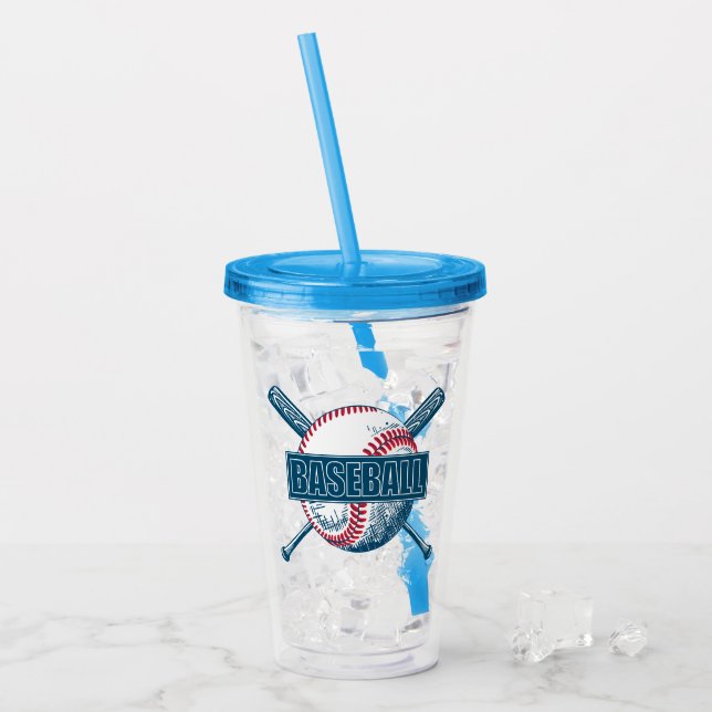 Verre En Acrylique Nom personnalisé Baseball (Devant glace)
