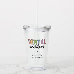 Verre En Acrylique Nom personnalisé Dental Assistant Cadeau