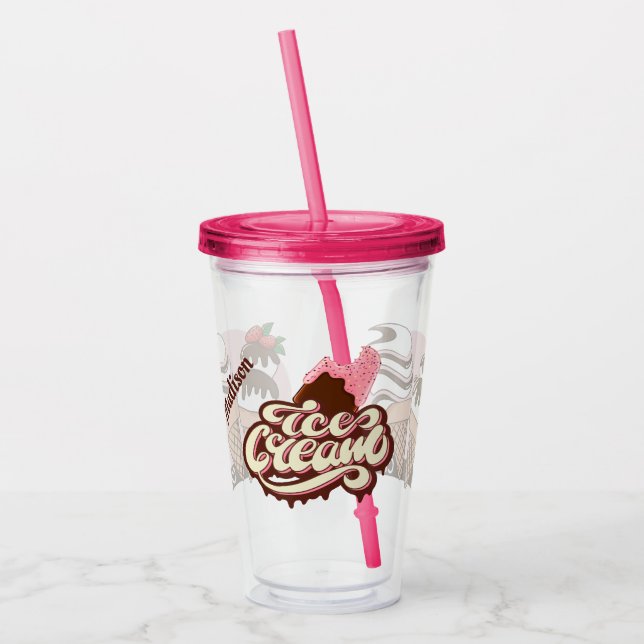 Verre En Acrylique Nom personnalisé Ice Cream Lover's tumbler (Gauche)