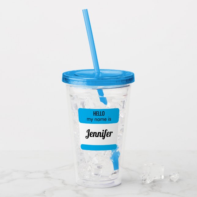 Verre En Acrylique Nom personnalisé Mariage Famille Vacances Réunion (Devant glace)