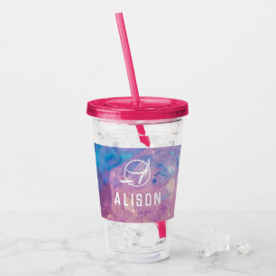 Verre En Acrylique Nom personnalisé Unicorne Tumblers avec paille pas