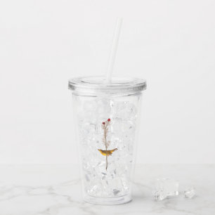 Verre En Acrylique Oiseau de Paruline à capuchon Audubon sur Fleur ro