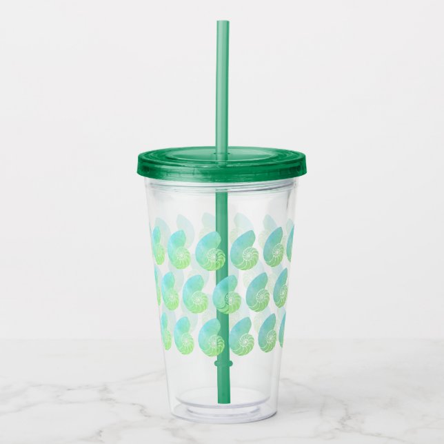 Verre En Acrylique Ombre Green Nautilus Tumbler - couvercle vert fonc (Devant)