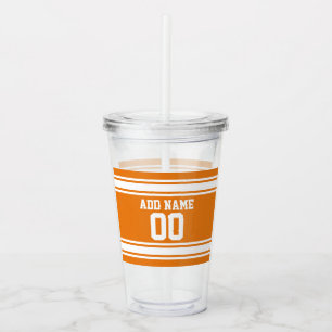 Verre En Acrylique Orange and White Sports Jersey Stripes Nom personn
