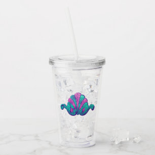 Verre En Acrylique Ornement au trésor de sirène turquoise et violette