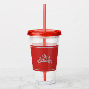 Verre En Acrylique Pageant Argent Couronne rouge Acrylique Tumbler