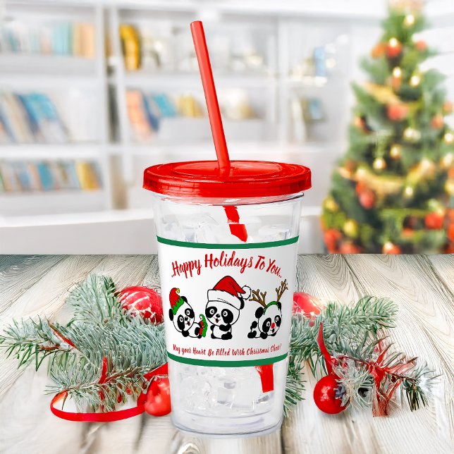Verre En Acrylique Pandas de Noël personnalisés (Créateur téléchargé)