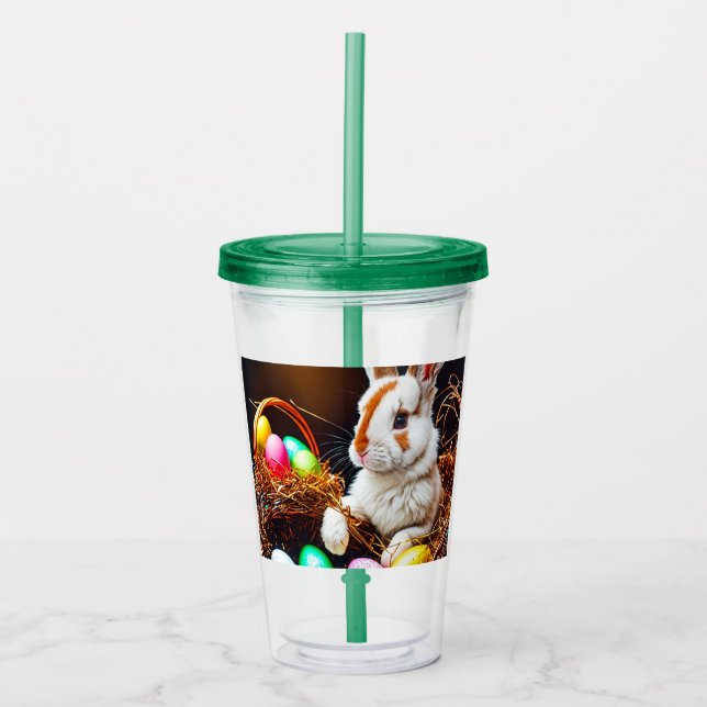 Verre En Acrylique Panier et oeufs de lapin de Pâques (Devant)
