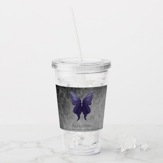 Verre En Acrylique Papillon à bijoux pourpre (Devant glace)