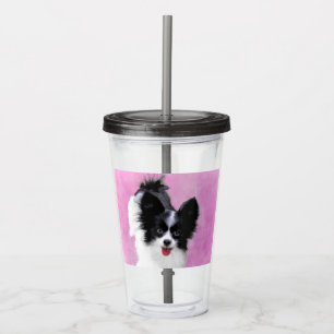 Verre En Acrylique Papillon (blanc et noir) Peinture - Chien Art