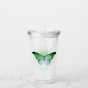 Verre En Acrylique Papillon vert iridescent