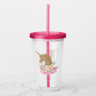 Verre En Acrylique Parties scintillant d'or rose et faux personnalisé