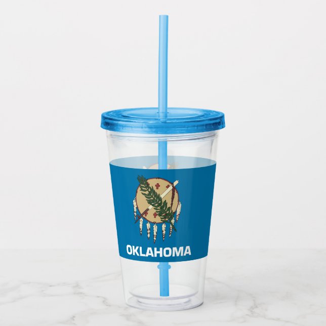 Verre En Acrylique Paruline acrylique avec drapeau de l'Oklahoma (Devant)