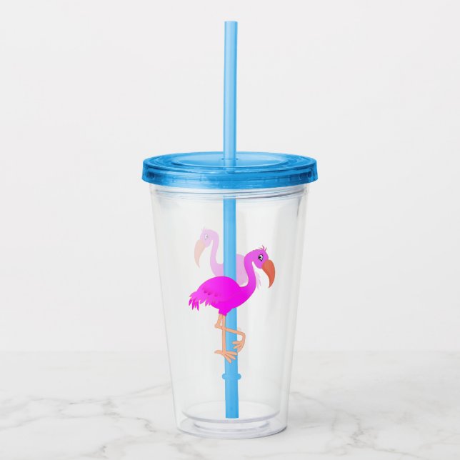 Verre En Acrylique Paruline acrylique Flamant rose rose (Devant)