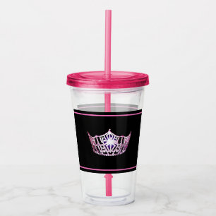Verre En Acrylique Paruline acrylique Miss America Pink-SLVR Crown