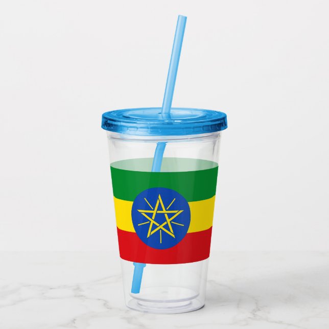 Verre En Acrylique Paruline acrylique patriotique avec drapeau d'Éthi (Dos)