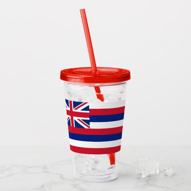 Verre En Acrylique Paruline acrylique patriotique avec drapeau d'Hawa (Devant glace)