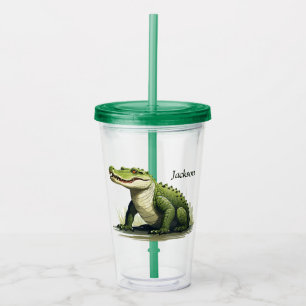 Verre En Acrylique Paruline de crocodile personnalisée - gras et sauv