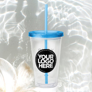 Verre En Acrylique Paruline de logo personnalisée avec paille Pas de