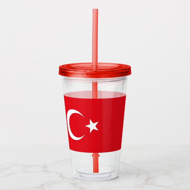 Verre En Acrylique Paruline patriotique avec drapeau de la Turquie (Devant)