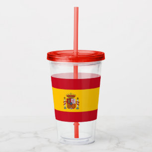 Verre En Acrylique Paruline patriotique avec drapeau d'Espagne