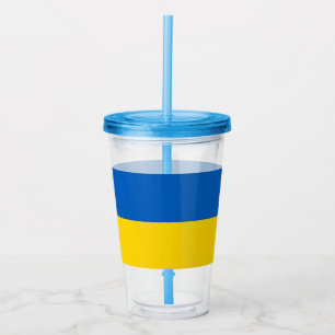 Verre En Acrylique Paruline patriotique avec drapeau d'Ukraine