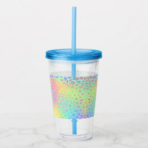 Verre En Acrylique Pastel Rainbow Empreinte de léopard