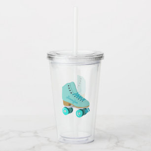 Verre En Acrylique Patinage à quatre roulettes Turquoise Blue Retro