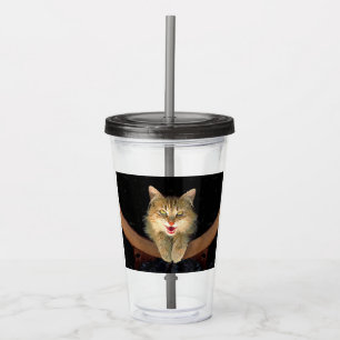 Verre En Acrylique Peinture de chat Mad - Cute Original Cat Art